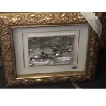 GOLD FRAME CVC - WALL PANEL . "SEASCAPE" SILVER Size 53CM x64CM MADE IN ITALY